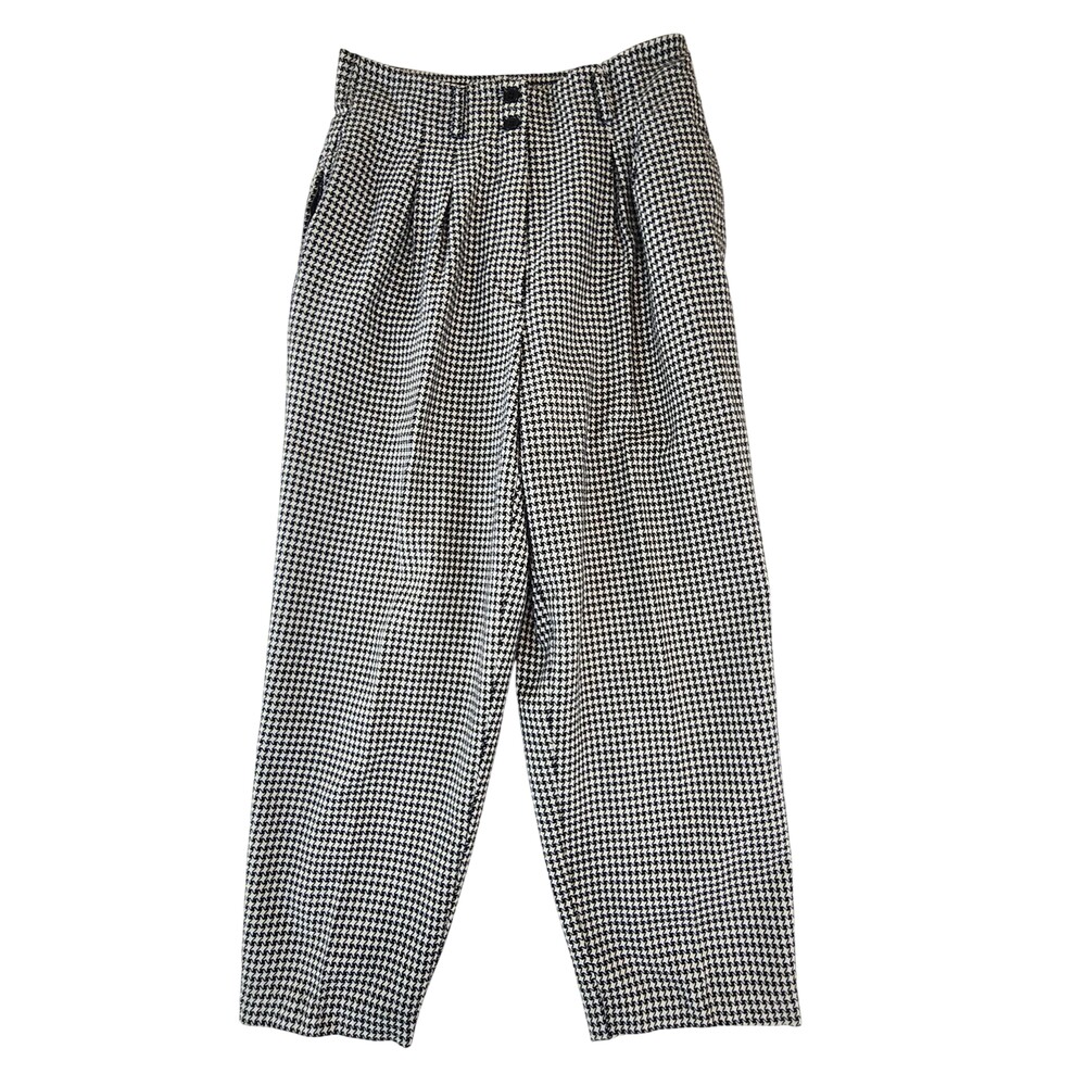 Counterparts Dress Pants Womens 8 Black Houndstooth Tweed Pull On Tapered Ankle
